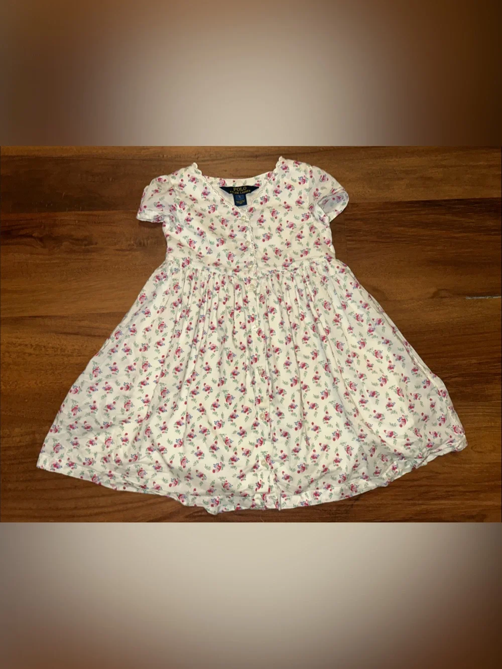 Polo Ralph Lauren 100% Cotton Charming Cottagecore White Dress Pink Floral Girl5